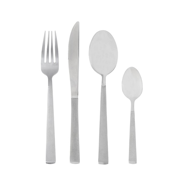 Faqueiro 16 Peças Aço Inox Santorini Lyor Prata - Jogo de Talheres Completo para 4 Pessoas