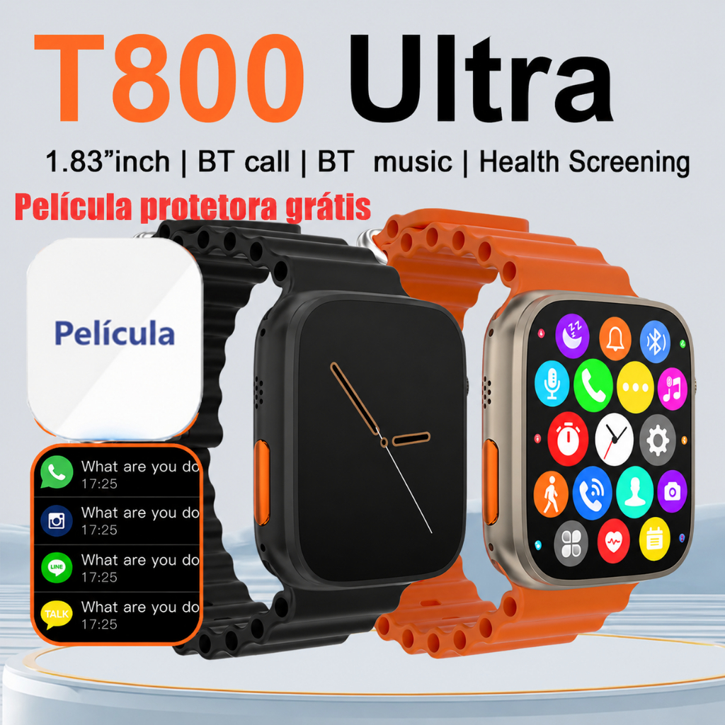 2026 Novo Mais Recente Smartwatch Relógio Inteligente Série IWO 8 T800 Ultra NFC Sem Carregamento