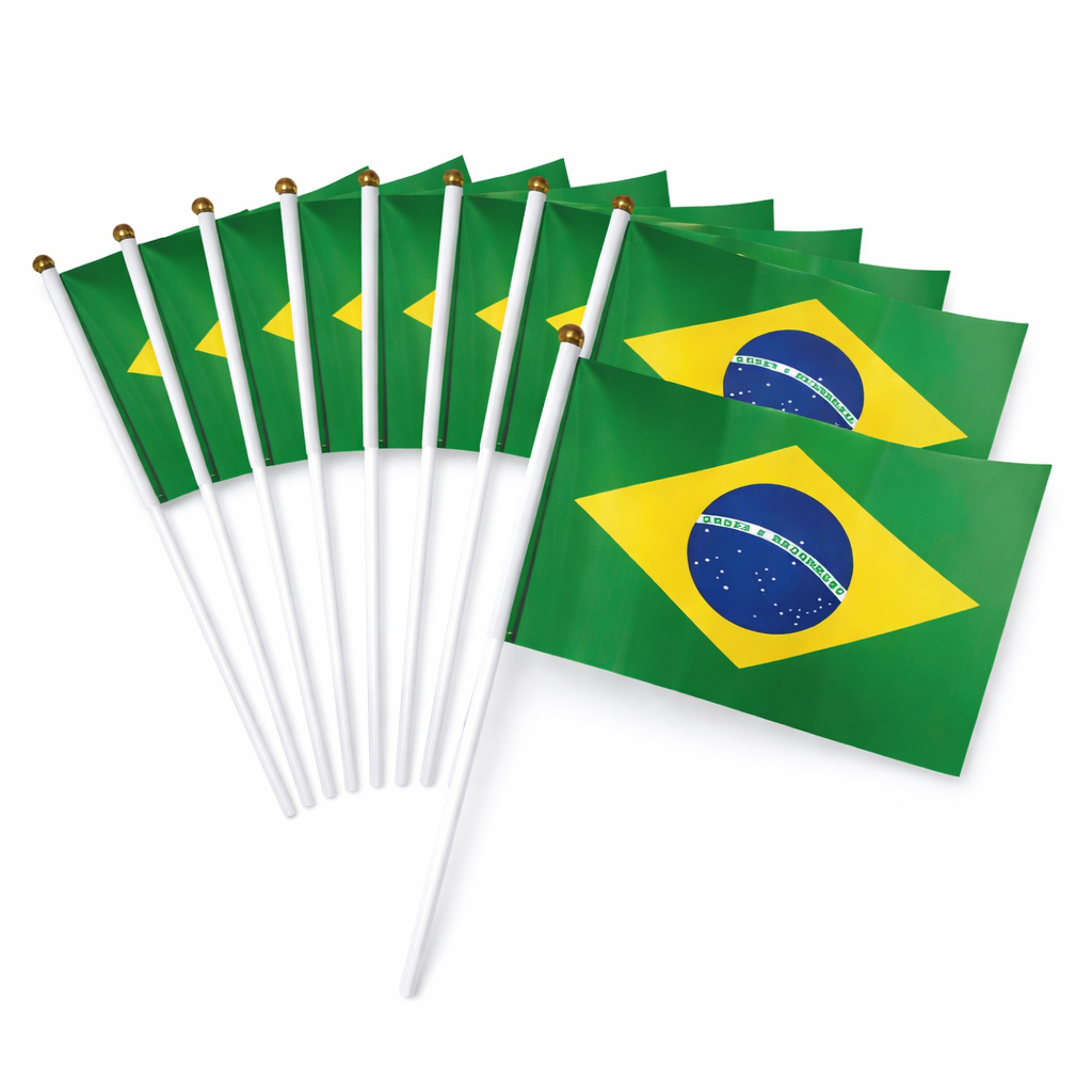 Bandeirinha Do Brasil Torcida Copa Do Mundo Torcedor 20x30cm Kit 6/12