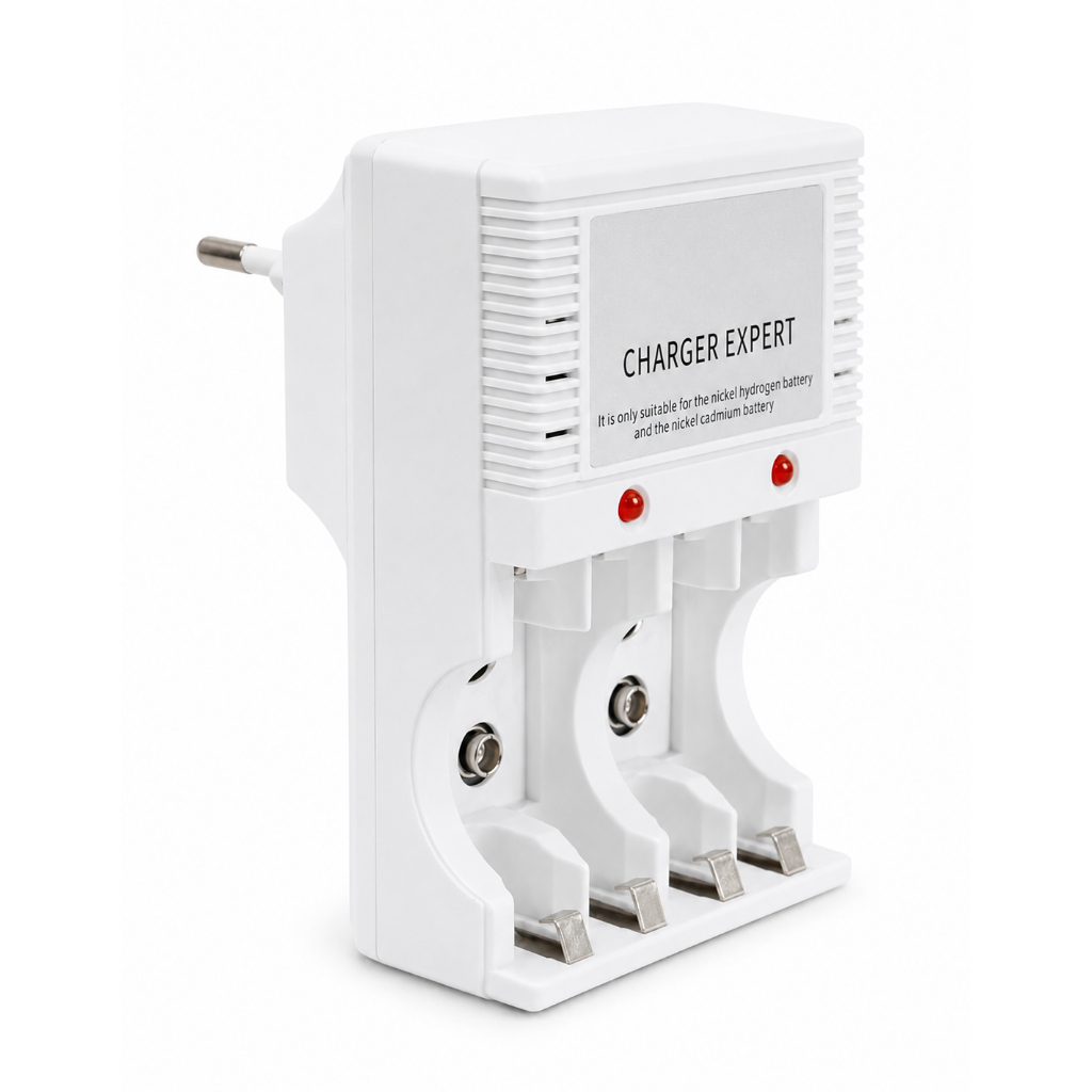 Carregador de Pilhas AA AAA e Bateria 9V Bivolt com LED Desligamento Automático