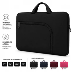 Capa Notebook Case Maleta Neoprene 13 a 15.6 Polegadas Bolso Externo Resistente à Respingos de Água Universal