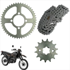 Kit Relação Transmissão Completa Yamaha Xtz 125 Todos Anos e Modelos Sem Retentor Aço 1045 2002 A 2016