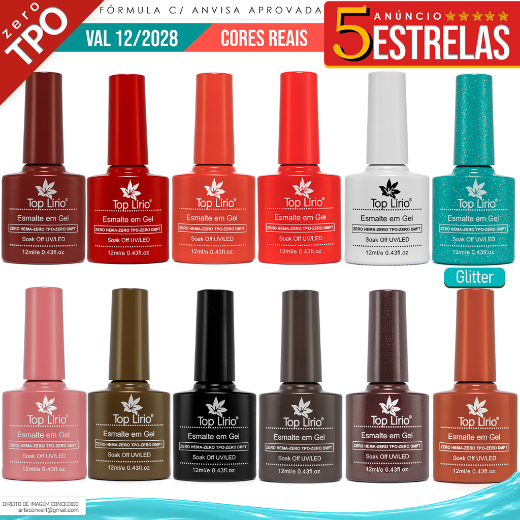 Kit 12 Esmaltes em Gel Led UV para Unhas