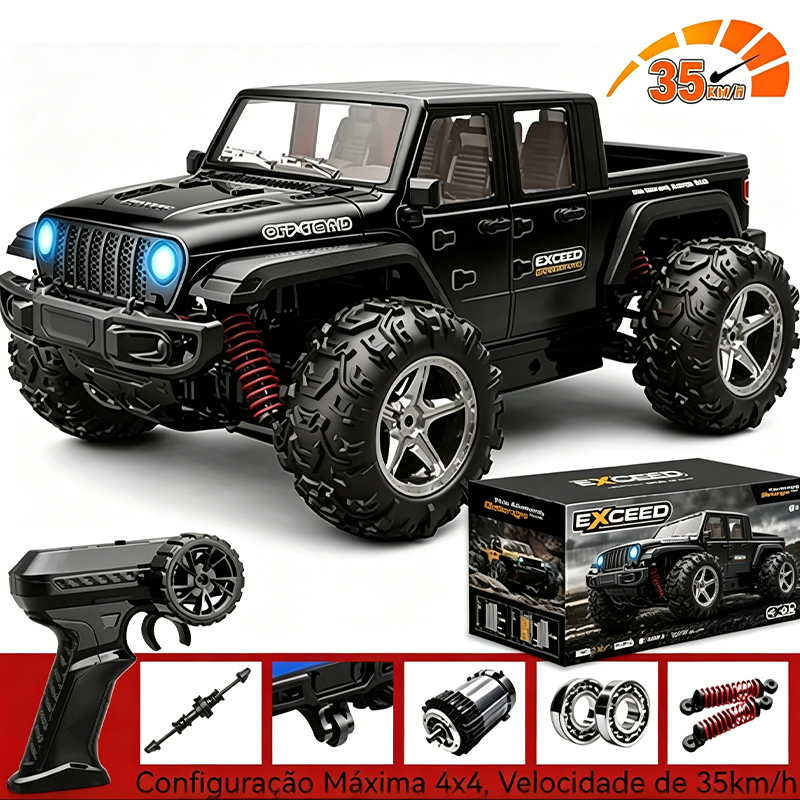 Carro Rc 4x4 Alta Velocidade 35km/H 2.4g Off-Road Com Luzes Led
