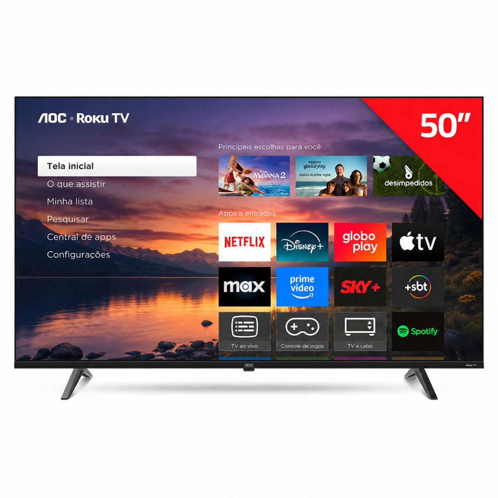 Smart TV AOC Roku TV 50” 4K UHD DLED Wi-Fi HDR 50U6125/78G
