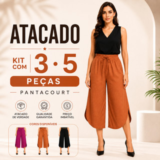 Calça Pantacourt Feminina Lisa P M G GG Pantalona Soltinha Confortável Feminina Atacado Kit 3 e 5 Peças |122| Lançamento
