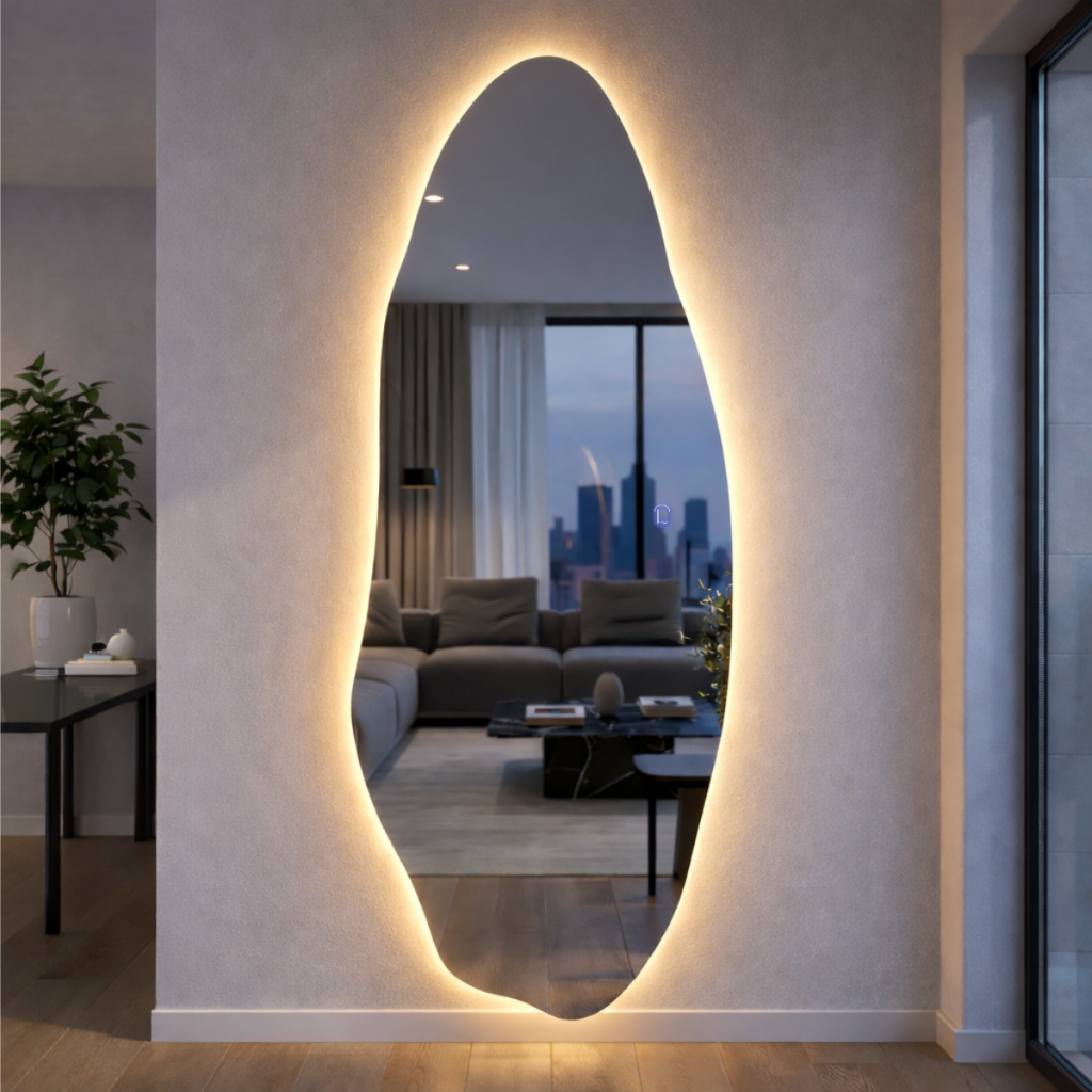 Imagem Espelho Lopazzi Orgânico Com LED 3 Cores Varias medidas Dimerizável Modelo Vênus Luxo