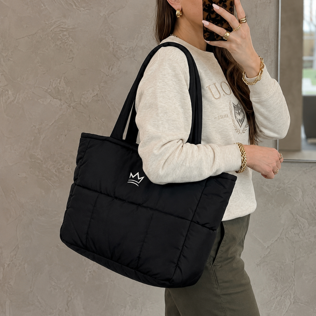 Bolsa Feminina Universitária Tote Puffer Grande Estilo Casual Confortável Versátil Dia Dia Promoção