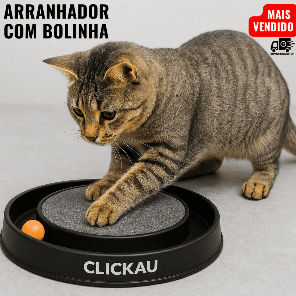 Arranhador Redondo para Gatos Brinquedo com Bolinha Interativo Relax Antiestresse Gatinho Cores Variadas