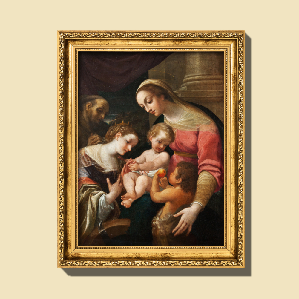 Quadro - Virgem Maria e o Menino Jesus com Santa Catarina e São João Batista