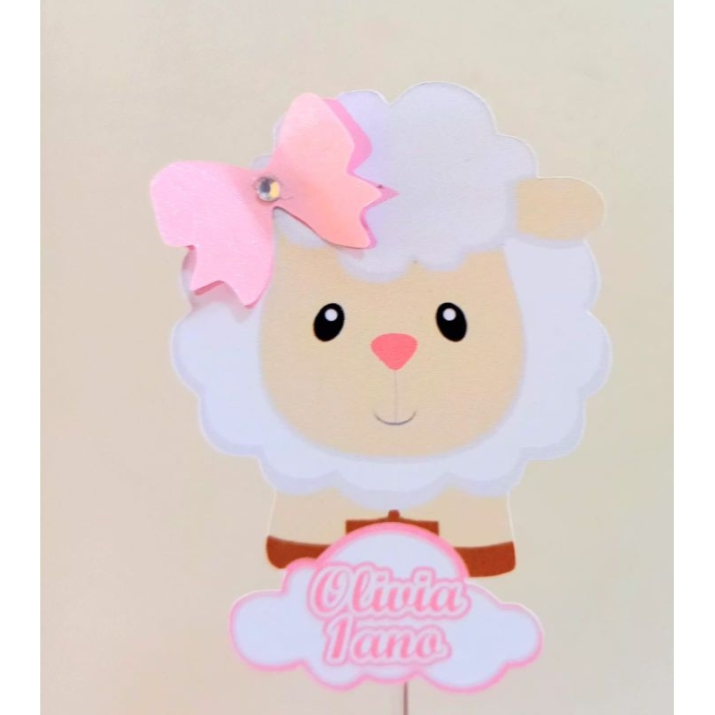 TAG Ovelhinha Personalizada para cupcake e doces  Festa infantil Aniversário Lembrancinha