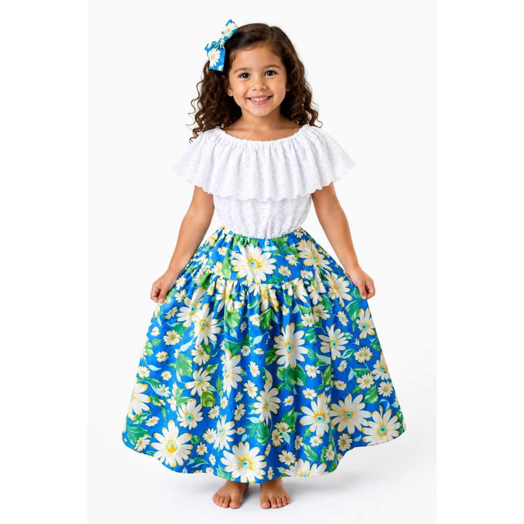 Saia INFANTIL florida chita de polister umbanda, candomble e jurema