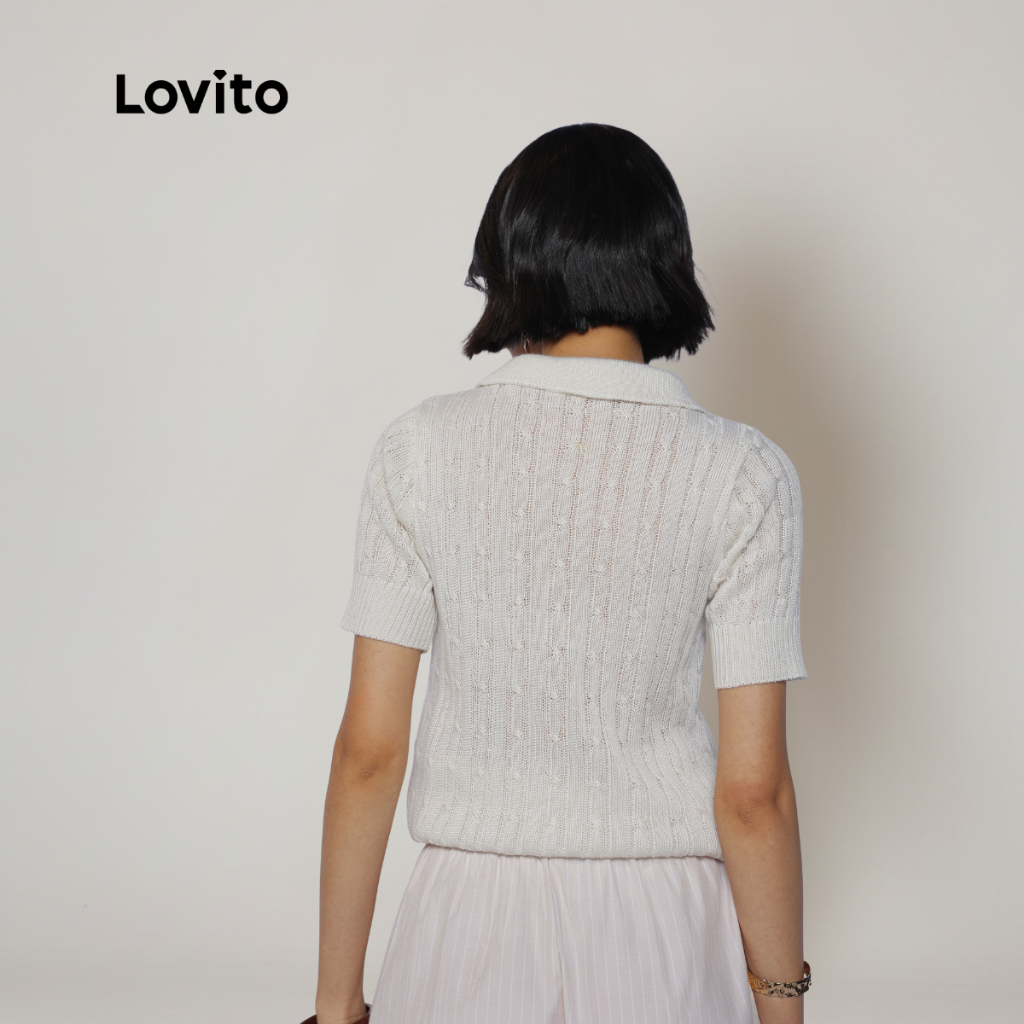 Lovito Blusa Feminina de Tricot Gola Polo BLB983BRL1013 · foto 2