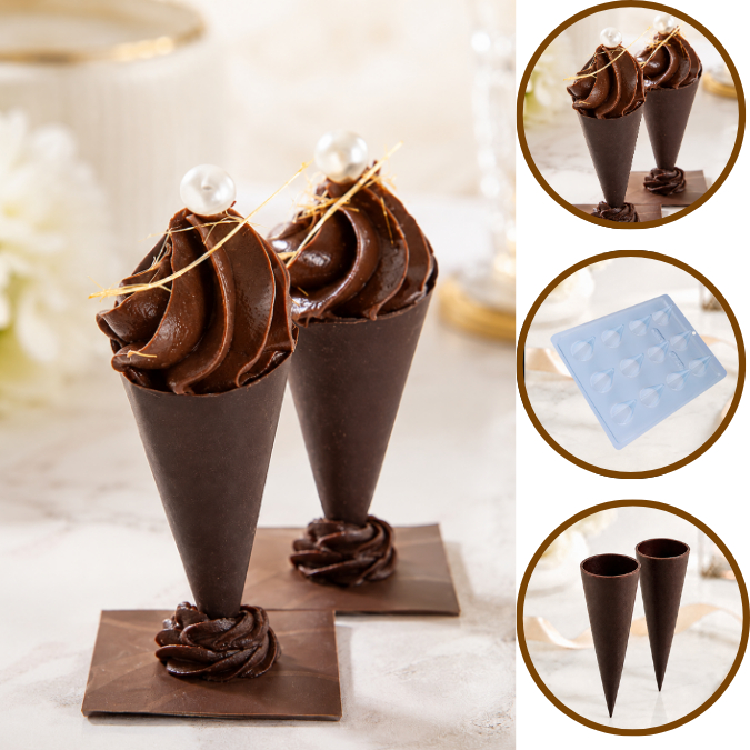1~10 Forma Simples Cone Inclinado 713 - (G7) em Acetato BWB Para Bombom e Doces de Chocolate Páscoa