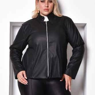 Casaco Jaqueta Feminino Plus Size Couro Zíper Tendência Inverno 2026 Moderno e Sofisticado Elegância
