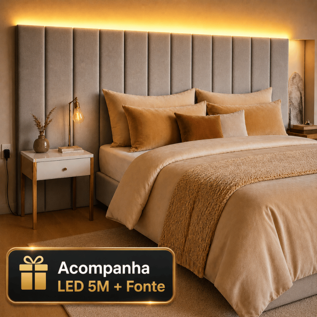 Cabeceira 110x20 Cama Box Estofada Modular + Fita LED 5m 120 Leds/m Premium Envio Rápido Infinite