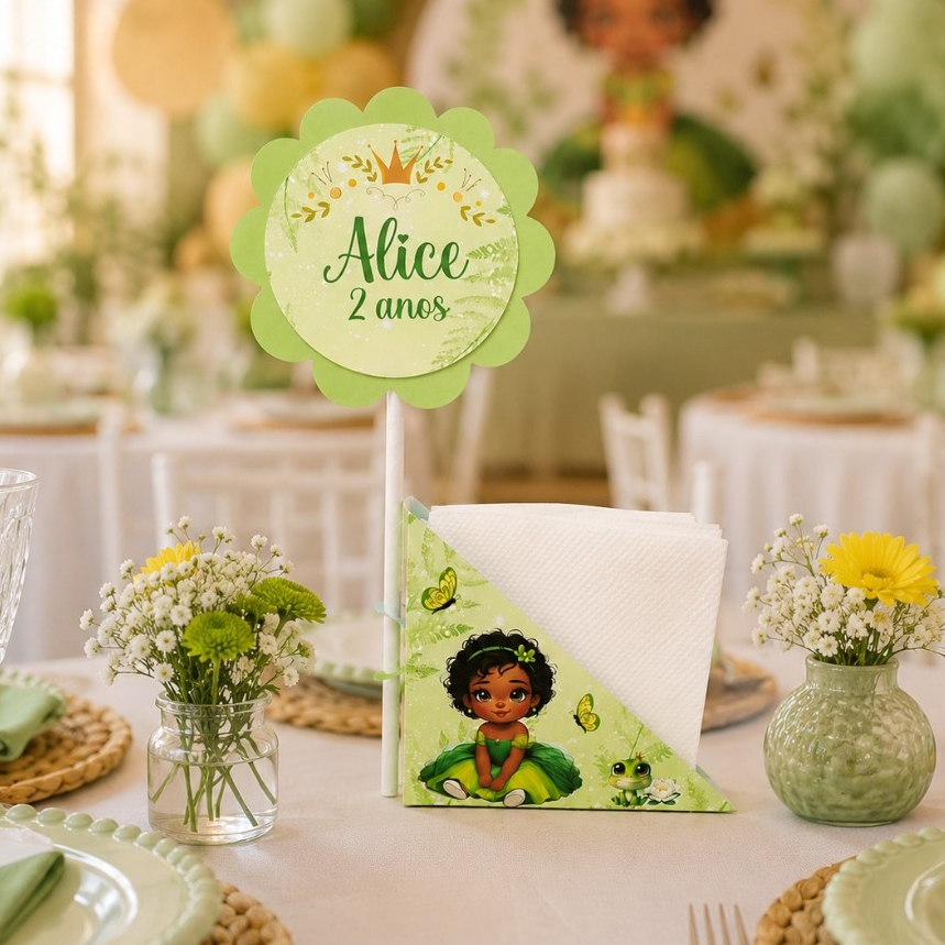 Centro de Mesa PRINCESA E O SAPO TIANA Porta Guardanapo Decoração Festa Infantil Lembrancinha — imagem 2 de 2