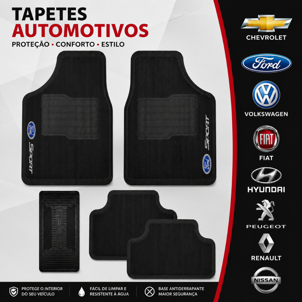 Tapete Del Rey Ford Automotivo Borracha + Aromatizante