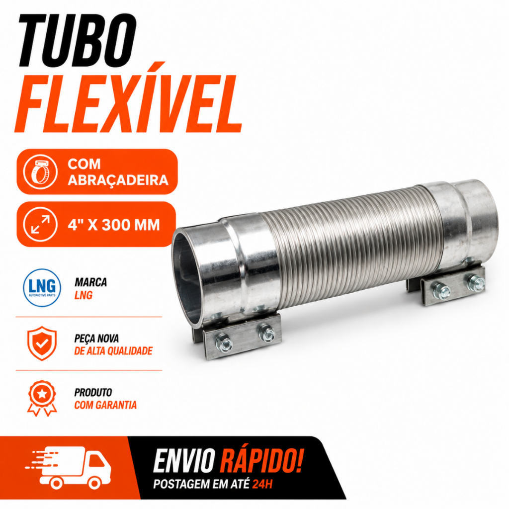 Tubo Flexivel Escapamento Inox Mercedes 1938S 4' X 300 MM Com abraçadeira Compatível
