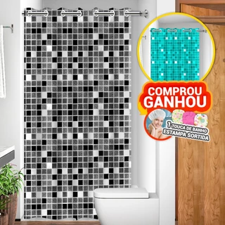 Cortina de Box para Banheiro c/ Ilhós Anti Mofo Resistente Alta Qualidade 100% PVC Pastilha