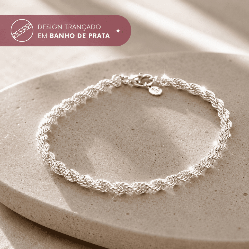 Pulseira Cordão Baiano Semijoia Prata 925 Presente Feminino Delicada Banhada Luxo Trançada Elegante