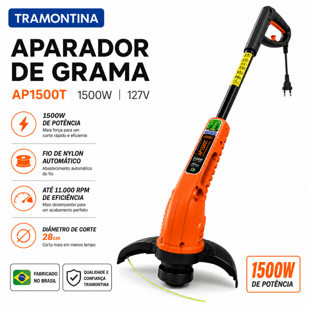 Aparador de Grama AP1500T Tramontina 127v Elétrico 1500W