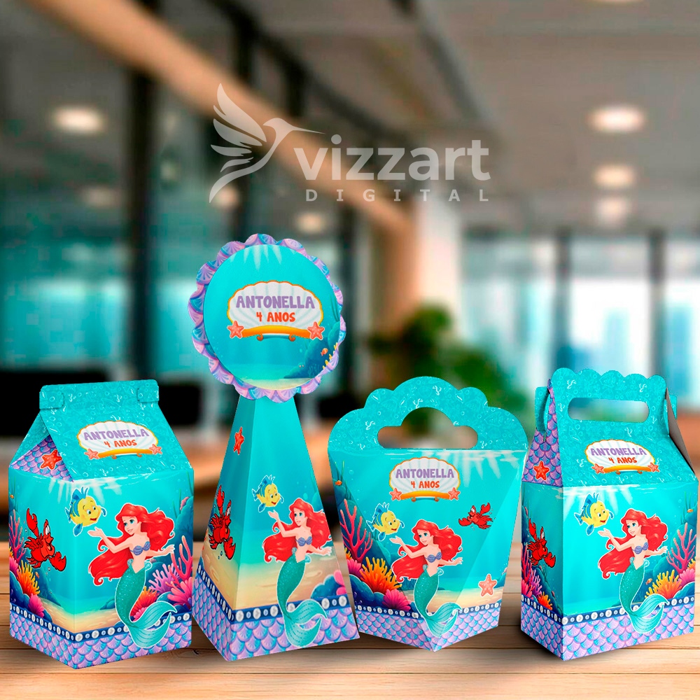 Kit Caixinhas Personalizadas Princesa Ariel - Festa Personalizados lembrancinhas para festa aniversario
