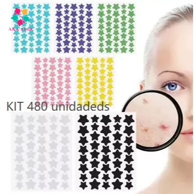 ANA1108 KIT 480 Patches Para Remoção De Acne Em Forma De Estrela-Adesivos De Cuidados Faciais Para Espinhas E Manchas