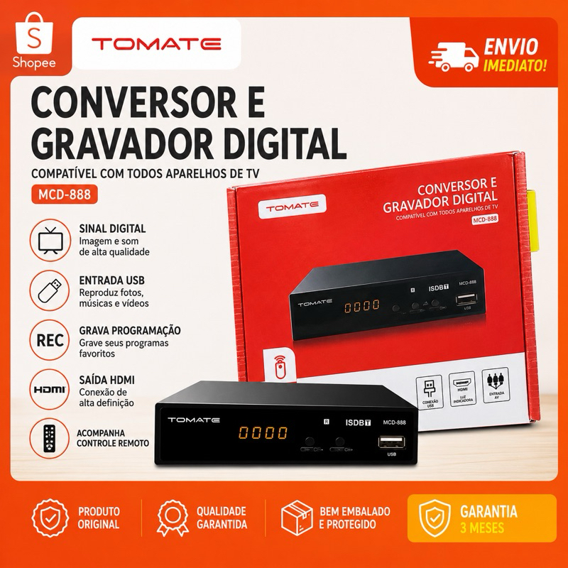Conversor Digital e Gravador - TOMATE MCD - 888