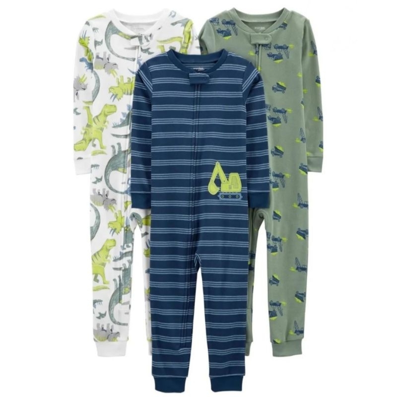 Macacão infantil Simple Joys by Carter's 100% algodão pijama longo bebê menino com zíper