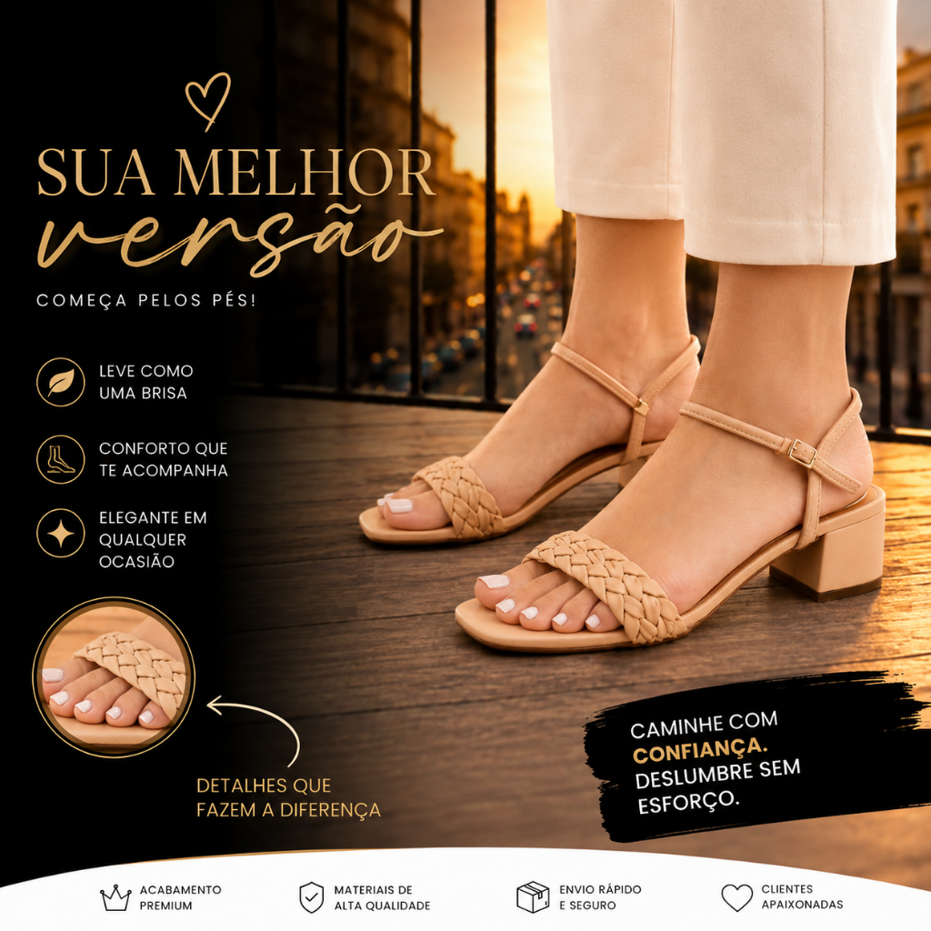 Kit 2 Pares Sandália Feminina  Rasteirinha Salto baixo Confortável Sola Antiderrapante Macia Calce Facil Casual