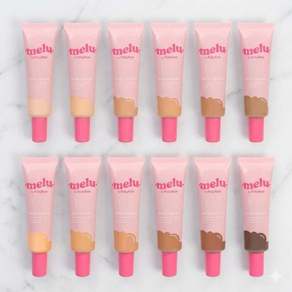 Base Líquida Melu Ruby Rose 29ml com Cobertura Média e Acabamento Semi-Matte