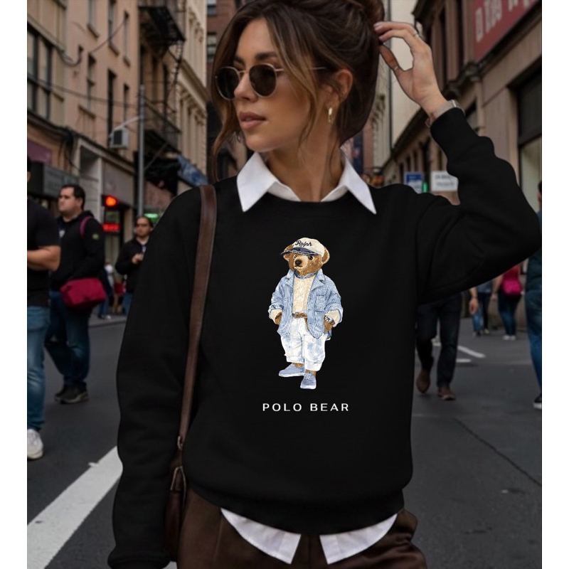 Blusa de Moletom Frio Suéter Feminino Bear Urso Inverno Blusa de Frio Blgueira Tendência 2026