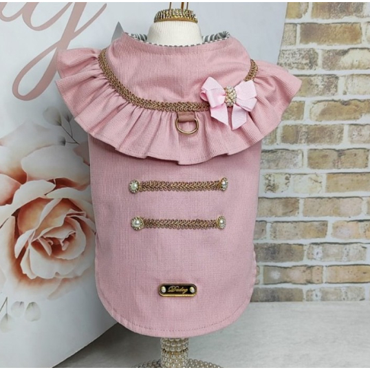 Casaco Delicate Veludo Rose para Cachorro Dudog