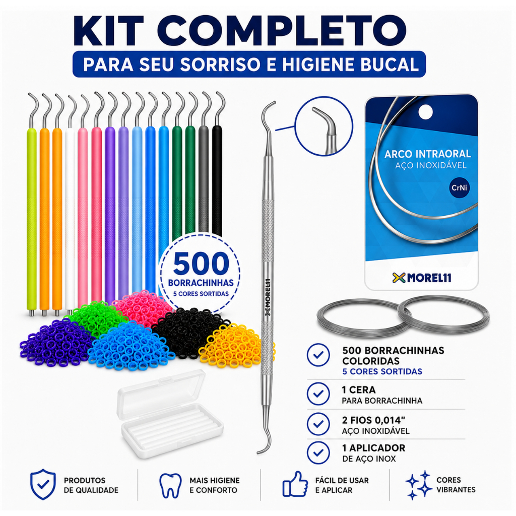 Kit Cuidado: 500 Borrachinhas + Fios + Cera +  Aplicador