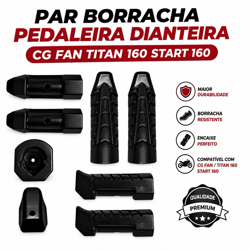 Par Estribo Pedaleira Borracha Honda Cg Titan Fan Start 160 150 E 125