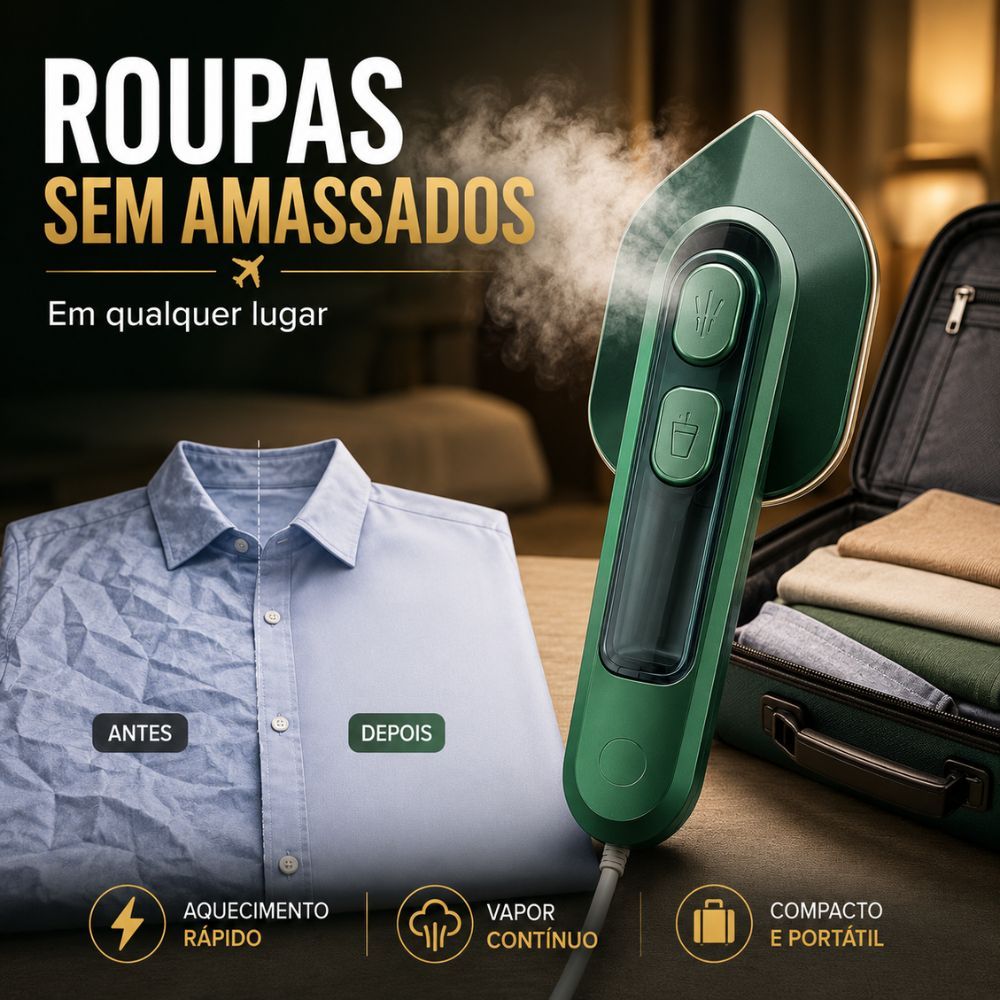 Mini Ferro de Passar Portátil a Vapor Bivolt 110V 220V Compacto para Viagem Roupas