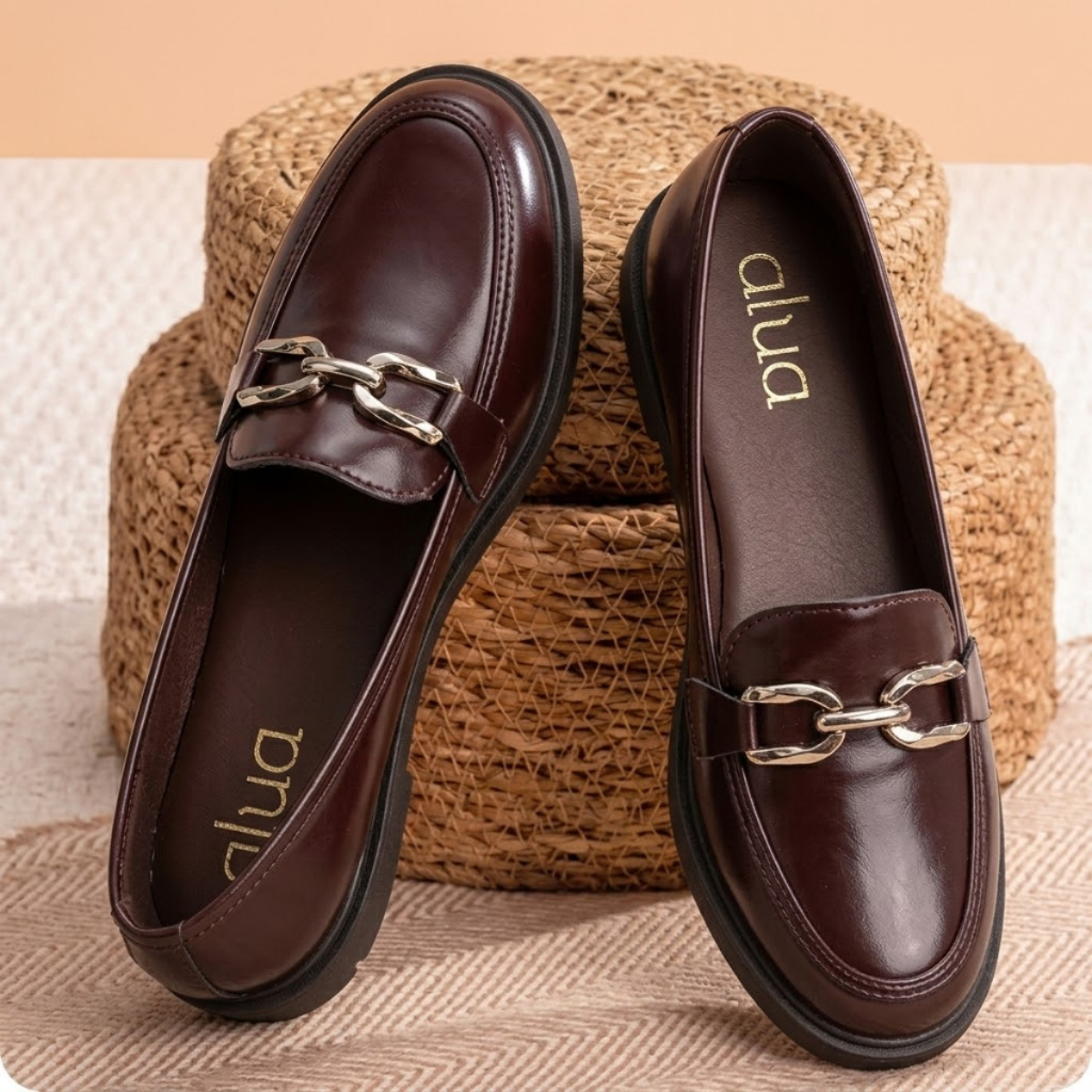 Mocassim Confortável Feminino Elegante Salto Baixo Couro Legítimo Luxo Casual