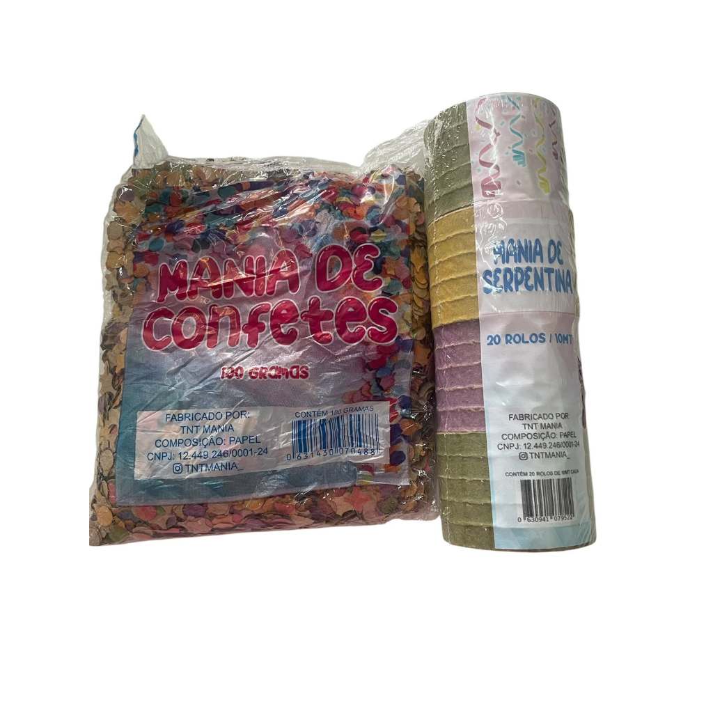 Kit Serpentina 10 Mts. + Confete 100 G Tnt Mania Carnaval.