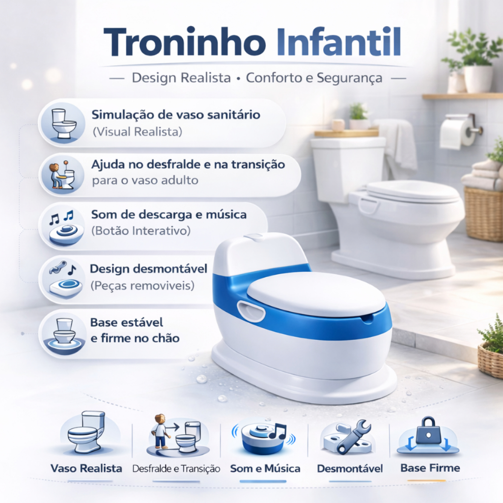 Troninho Infantil Musical Privadinha Desfralde Educativo Som Descarga