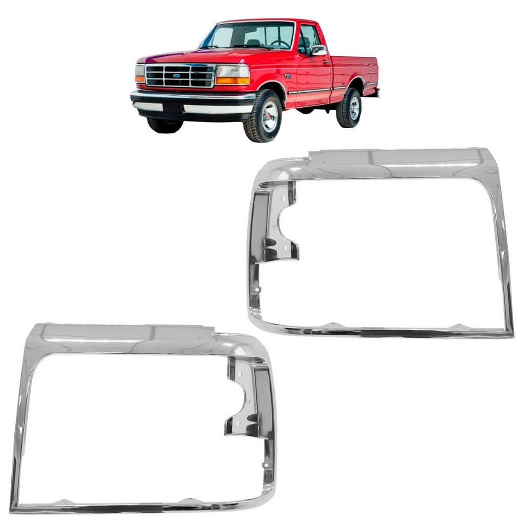 Par Aro Farol Dianteiro F-1000 1996 1997 1998 Cromado Liso