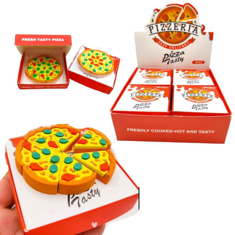 Borracha em Formato de Pizza - 7 Pedaços / Papelaria Fofa / Papelaria divertida