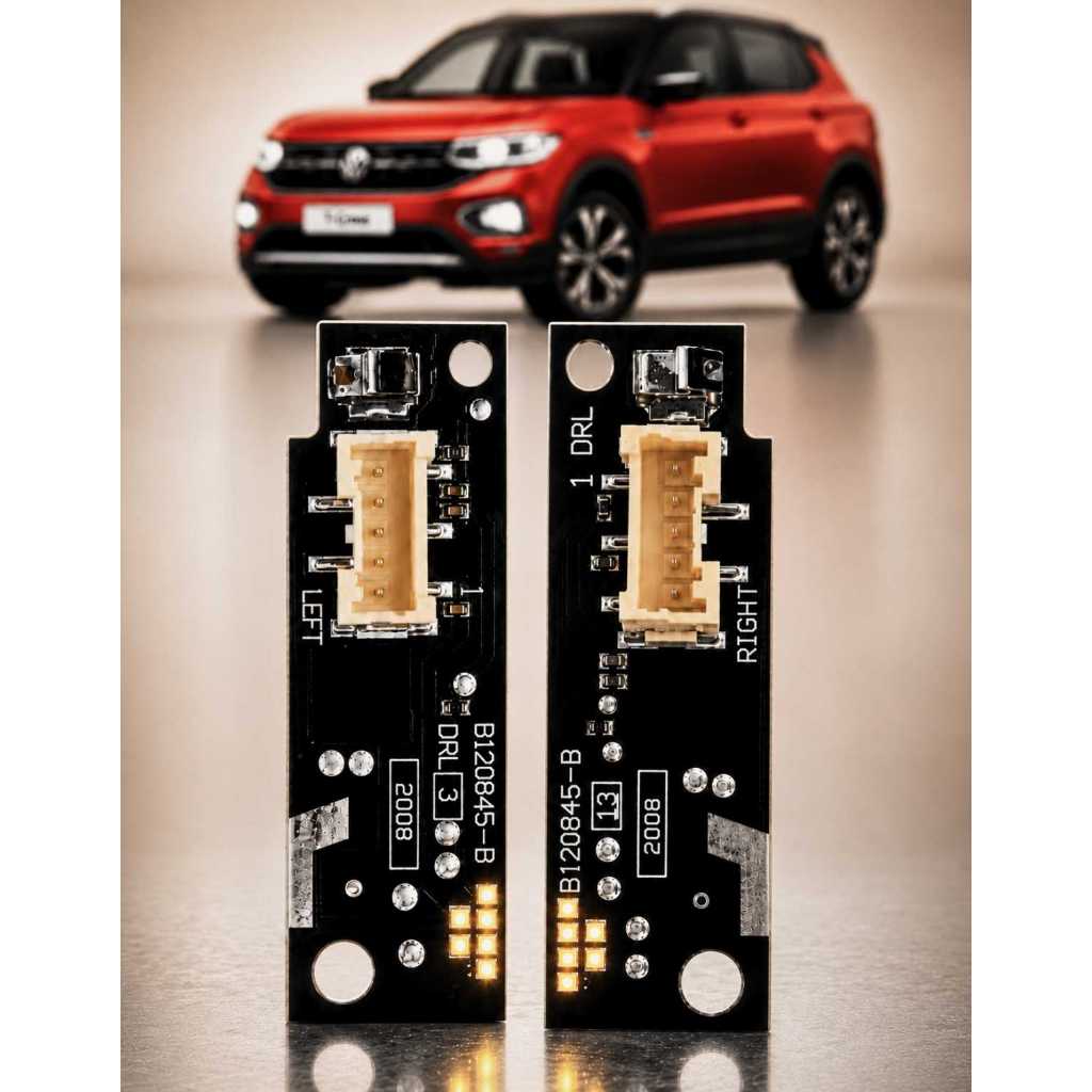 Placa DRL Seta  Farol T-cross 2019 a 2024 Módulo Led Farol Pisca Dianteiro Encaixe Fácil  Alta Resistência