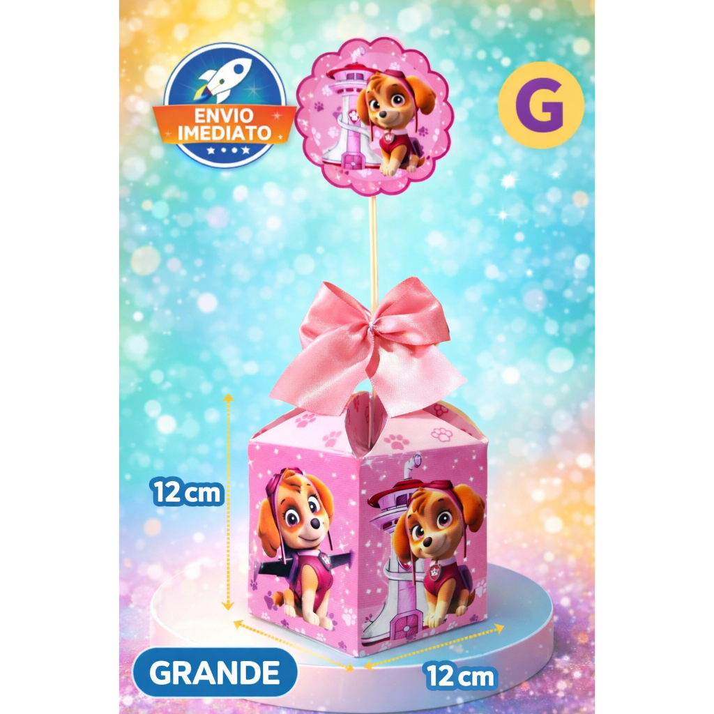 Centro de Mesa sextavado para Festas Personalizado Skye - Enfeite - Lembrancinhas - Festas Infantis