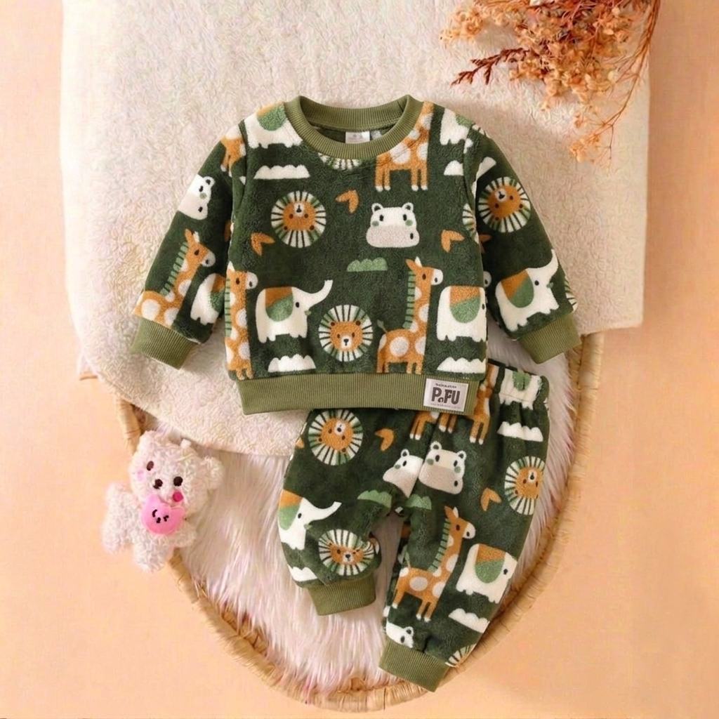 Conjunto em Fleece de Frio Blusa e Calça Infantil Menino e Menina Unissex Inverno