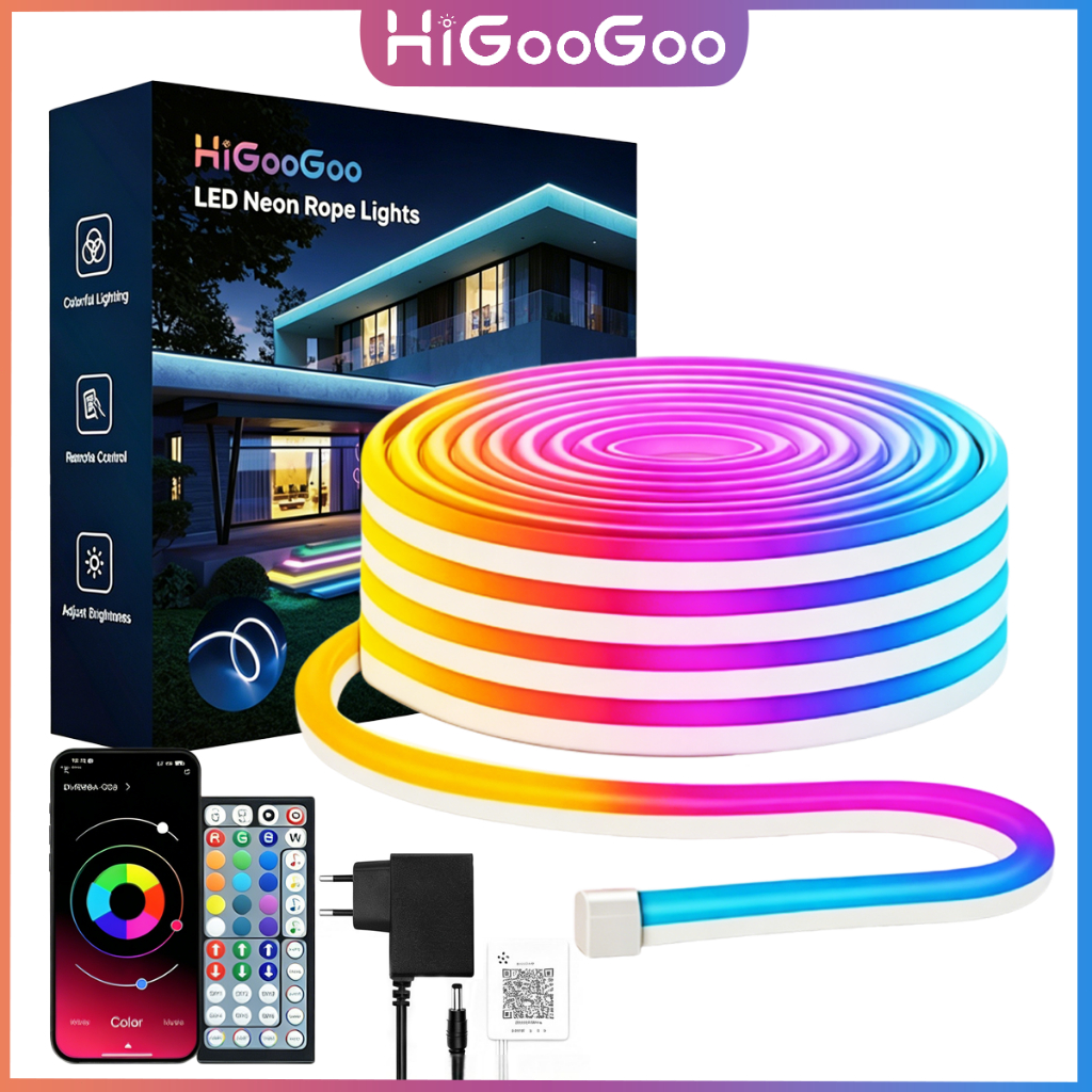 HiGooGoo Fita De LED Neon RGB 10/20/30m À Prova D'água Flexivel APP Controle Remoto Para Decoração Carnaval Natal Festa