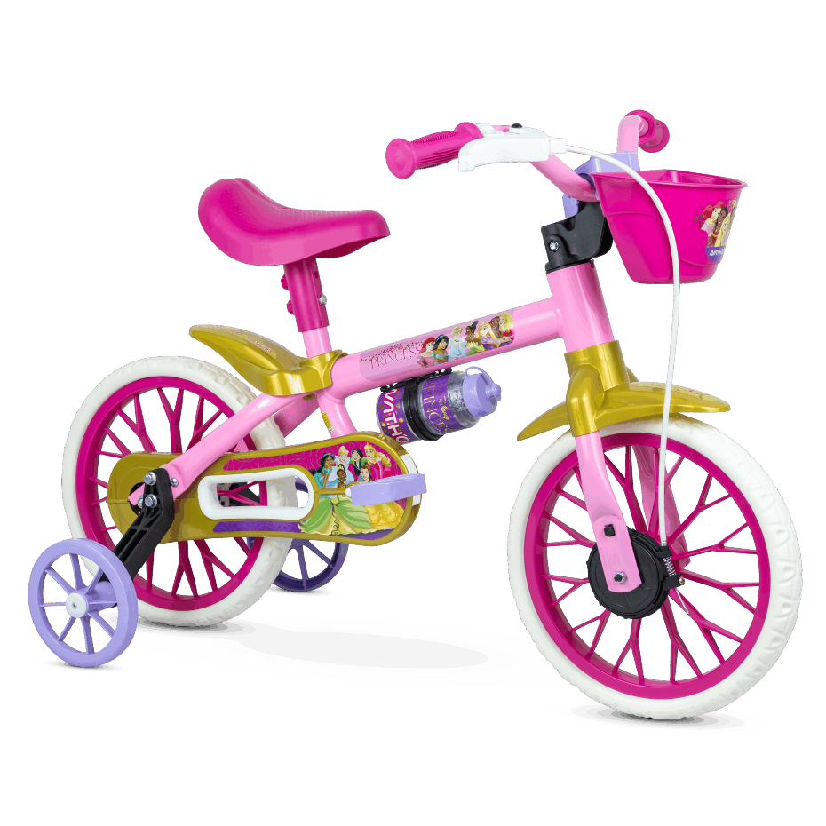 Bicicleta Infantil Aro 12 com Rodinhas e Garrafinha Bicicletinha de Passeio Menino e Menina Nathor