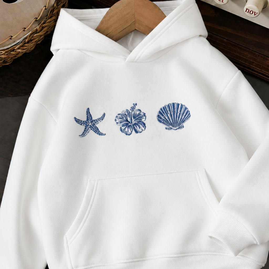 Moletom Canguru Feminino Estampado Estrela, Flor, Concha Malha Premium 100%    Algodão Blusa de Frio