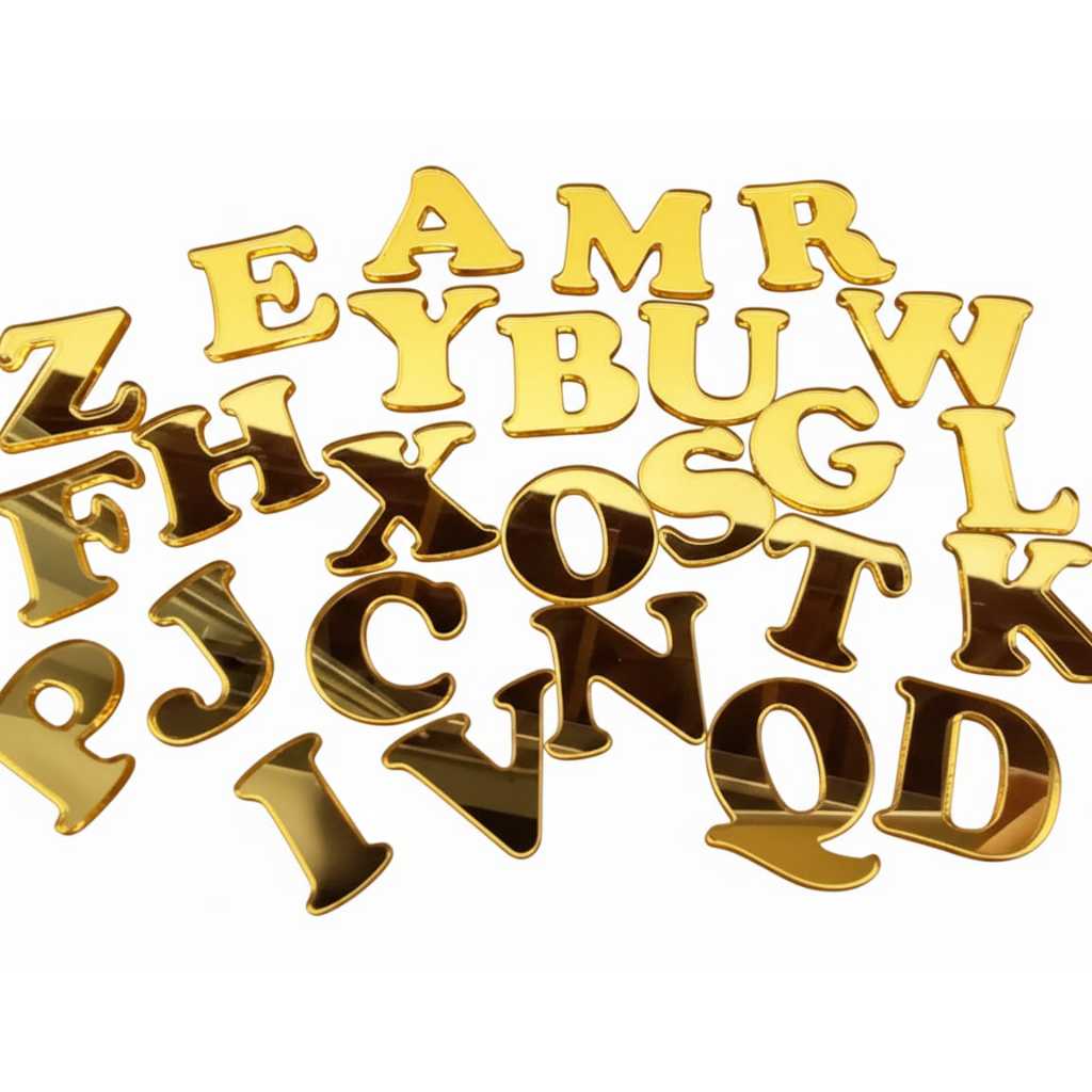 Letras em Acrílico Espelhado - Acrilico Dourado espelhado - Letras a escolher 8cm Altura