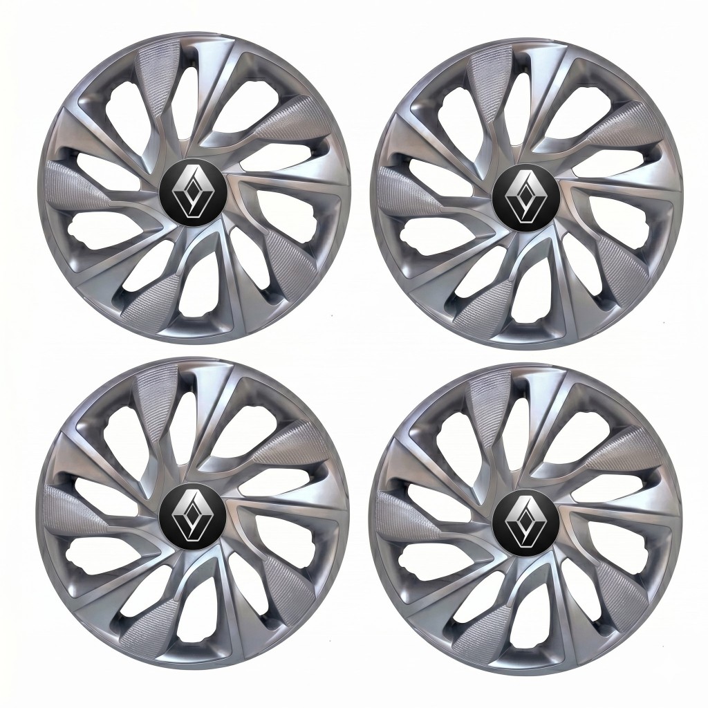Jogo Calota DS4 Renault Prata Captur Symbol Scenic Megane Logan Laguna Kangoo Fluence Duster Clio